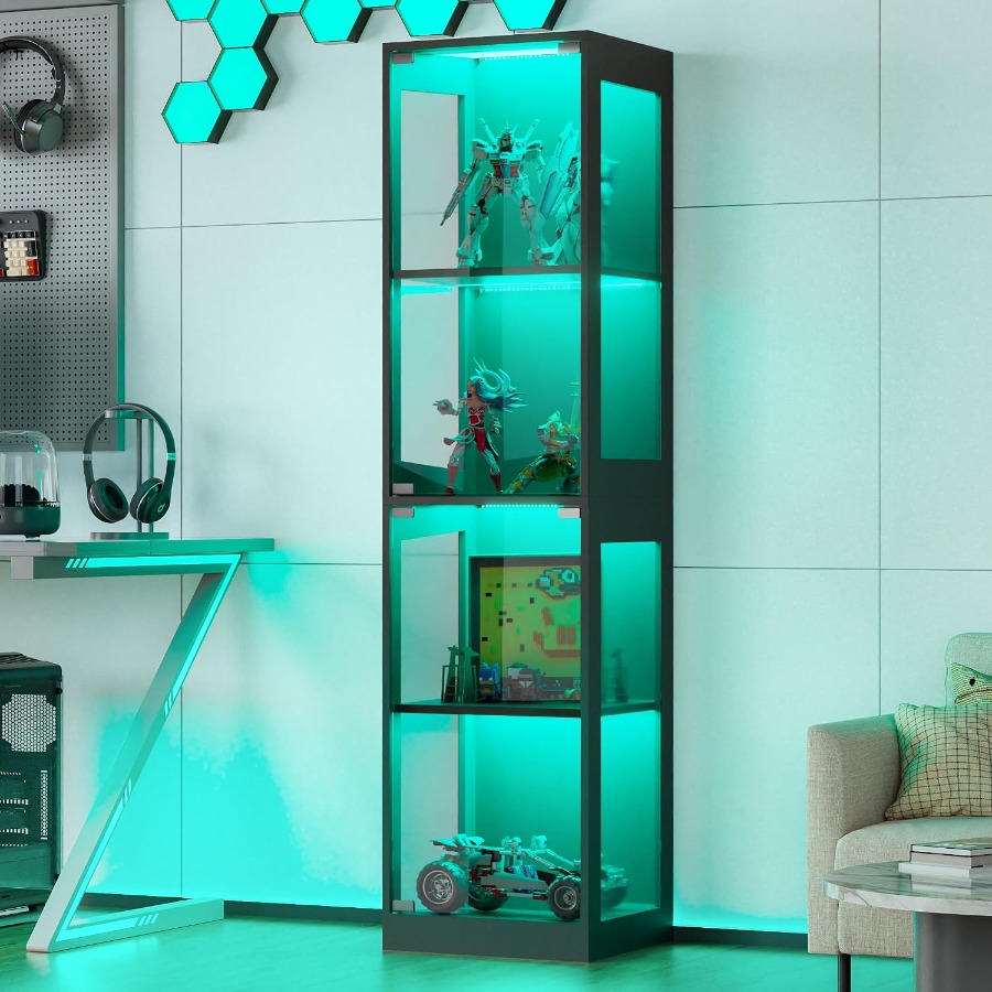 Glass Cabinet Display - Display Cabinet with Glass Doors, 4-Tier