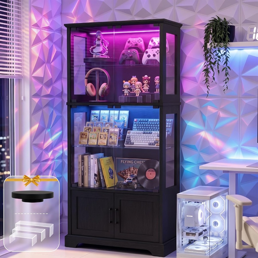 Glass Cabinet Display - Display Cabinet with Glass Door, 4-Tier