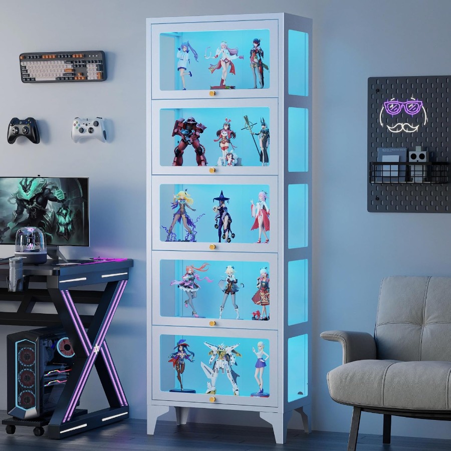 Glass Cabinet Display - Glass Display Cabinet with LED Lights,