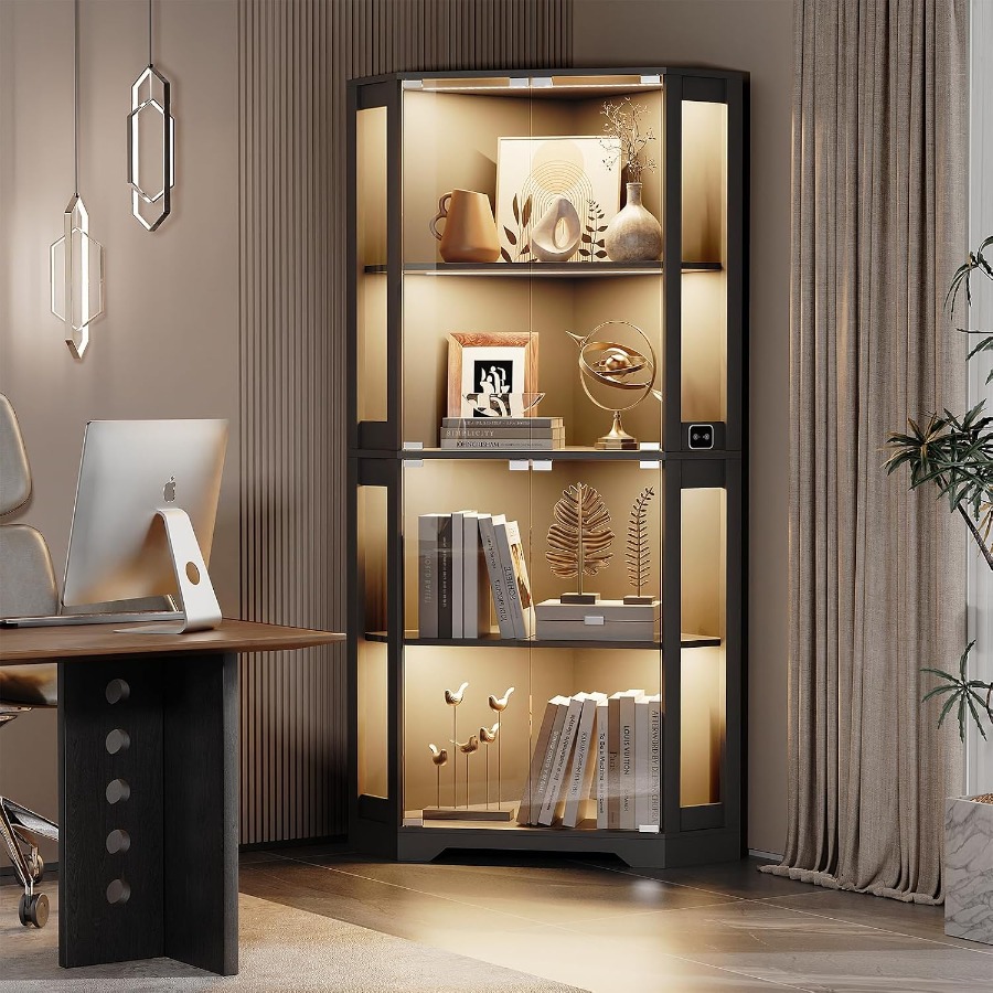 Lighted Corner Display Cabinet - đánh giá và giá Glass Cabinet Display