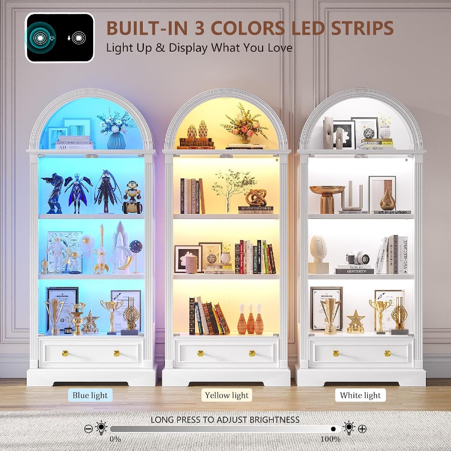 Arched Display Cabinet with Gl - đánh giá và giá Glass Cabinet Display