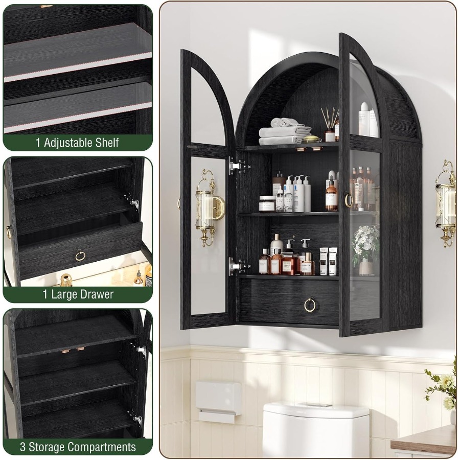 Arched Wall Cabinet with Tempe - đánh giá và giá Glass Cabinet Display