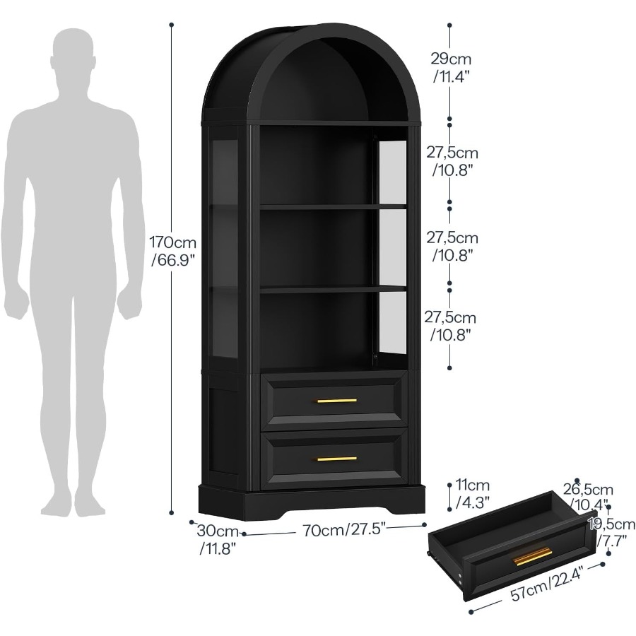 Display Cabinet, Tall Arched B - đánh giá và giá Glass Cabinet Display